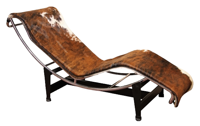 MID CENTURY LE CORBUSIER FOR CASSINA ITALIAN COW HIDE LOUNGE CHAIR 